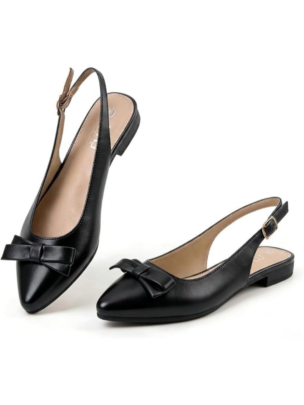 Women's Black Pu Pointed Toe Bow Flats Comfortable Dressy Casual Party Shoes